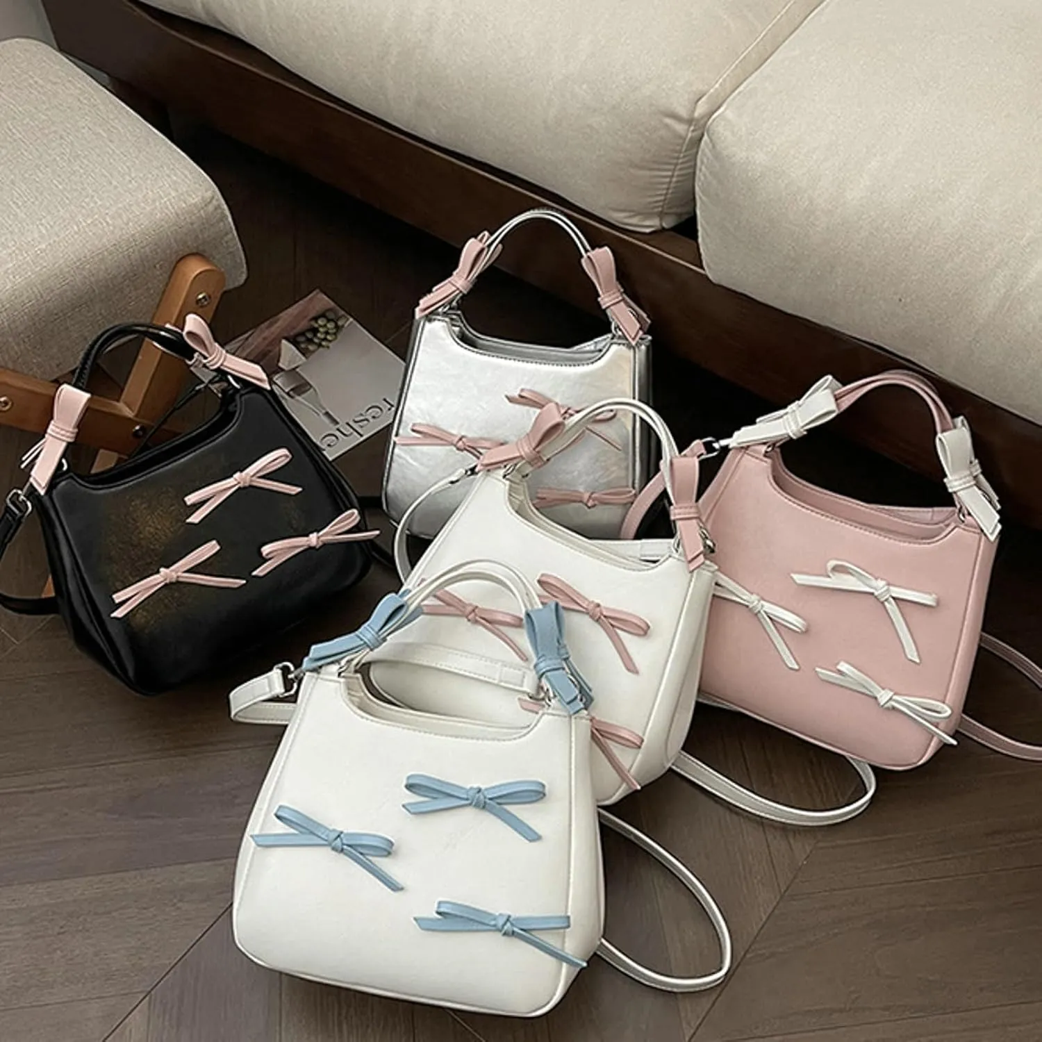 2025 Cute Bowknot Small Handbag Women Shoulder Top Handle Crossbody Wristlet Bag