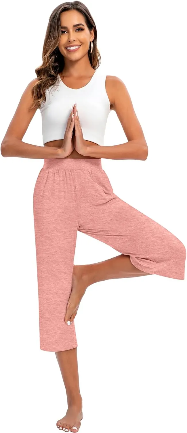 3 Pack Women's Capri Pants Capri Joggers Loose Cropped Workout Sweatpants Running Lounge Pants with Pockets