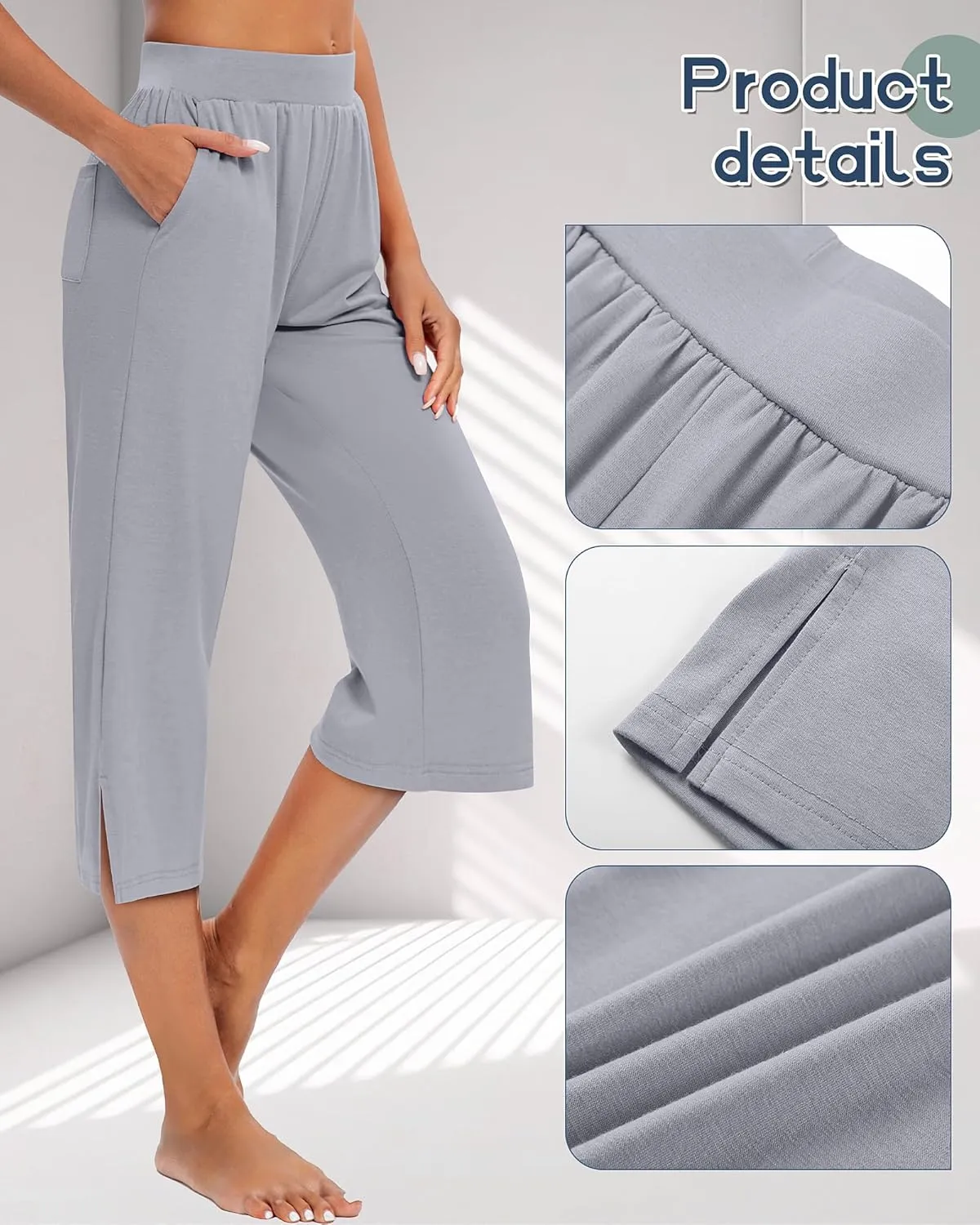 3 Pack Women's Capri Pants Capri Joggers Loose Cropped Workout Sweatpants Running Lounge Pants with Pockets