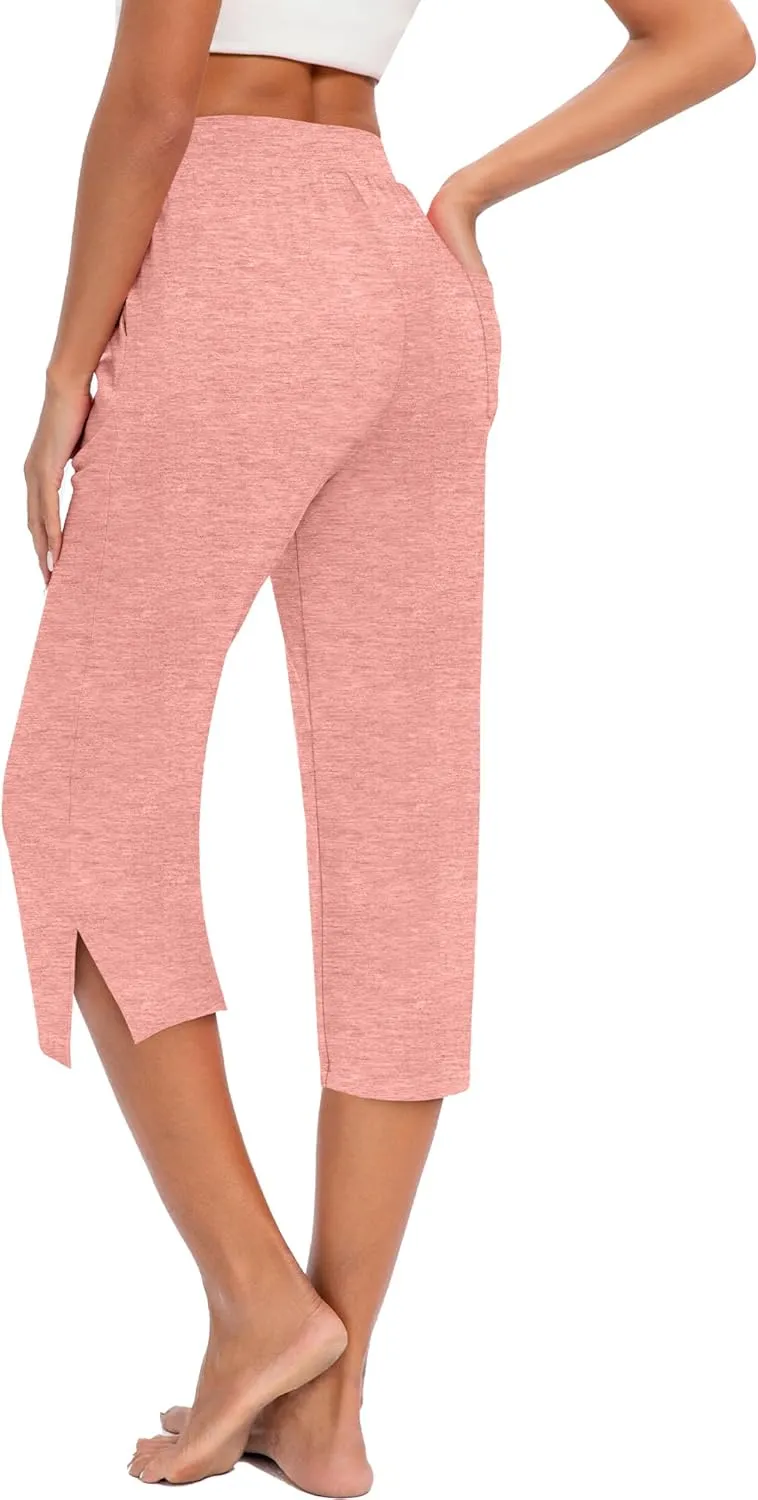 3 Pack Women's Capri Pants Capri Joggers Loose Cropped Workout Sweatpants Running Lounge Pants with Pockets