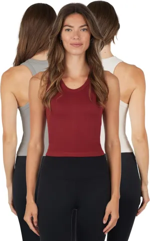90 Degree By Reflex Womens Seamless Tank Ribbed Fitted Racerback Top 3 Pack