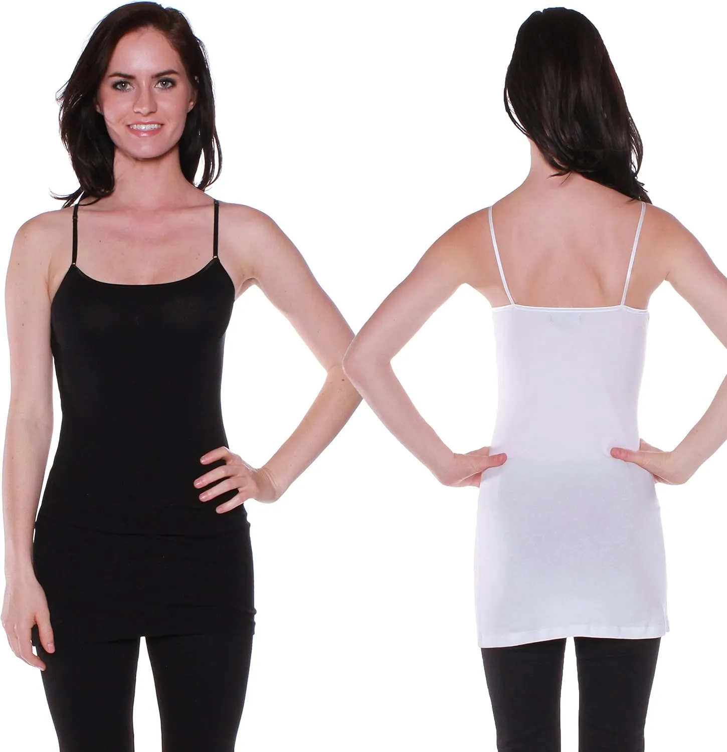Active Basic Junior Women's Casual Plain Layering Camisole Cami Top Tank - 4 Pack