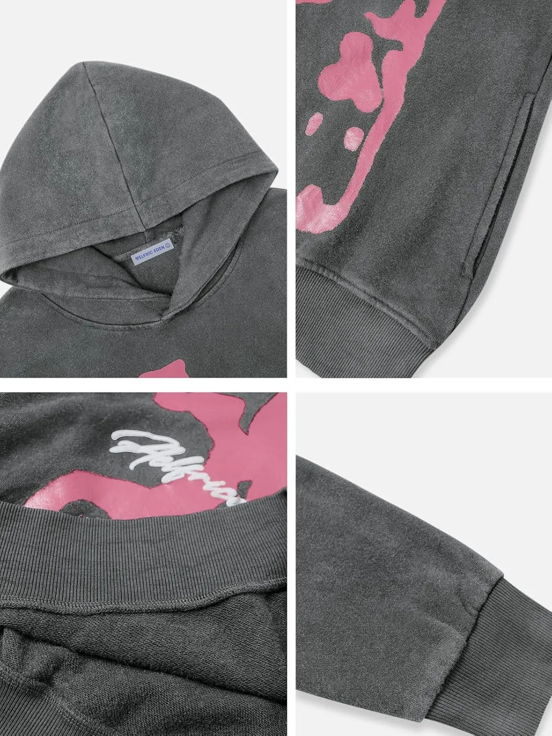 Aelfric Eden Mens Oversized Graphic Hoodies Abstraction Print Washed Hoodie Sweatshirt Unisex Hooded Pullover Tops