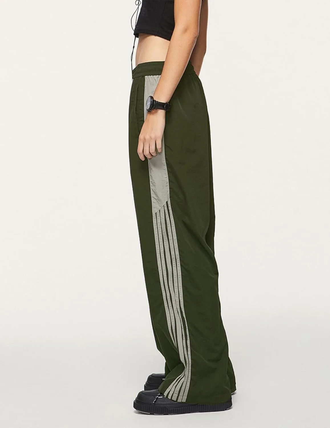 Aelfric Eden Striped Track Pants Men Parachute Pants Women Baggy Sweatpants Y2k Wide Leg Cargo Pants with Drawstring