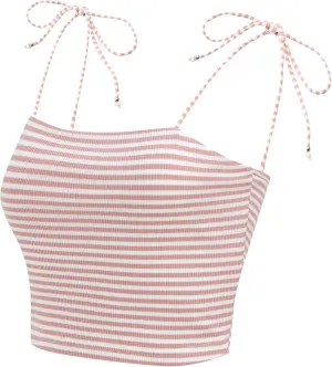 Allegra K Women's Cami Tube Top Tie Spaghetti Straps Sleeveless Summer Crop Tops