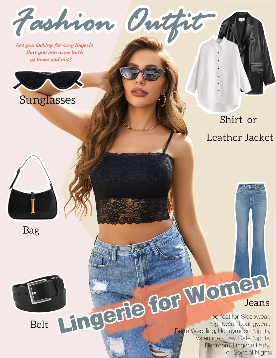Avidlove Bralettes for Women Lace Spaghetti Strap Tank Top Tube Slim Basic Camisole