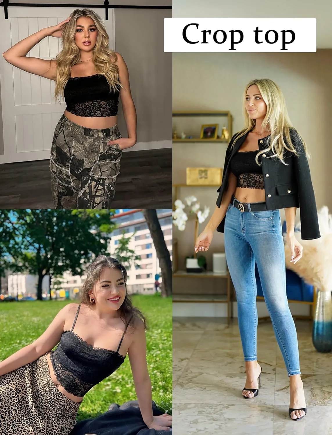 Avidlove Bralettes for Women Lace Spaghetti Strap Tank Top Tube Slim Basic Camisole