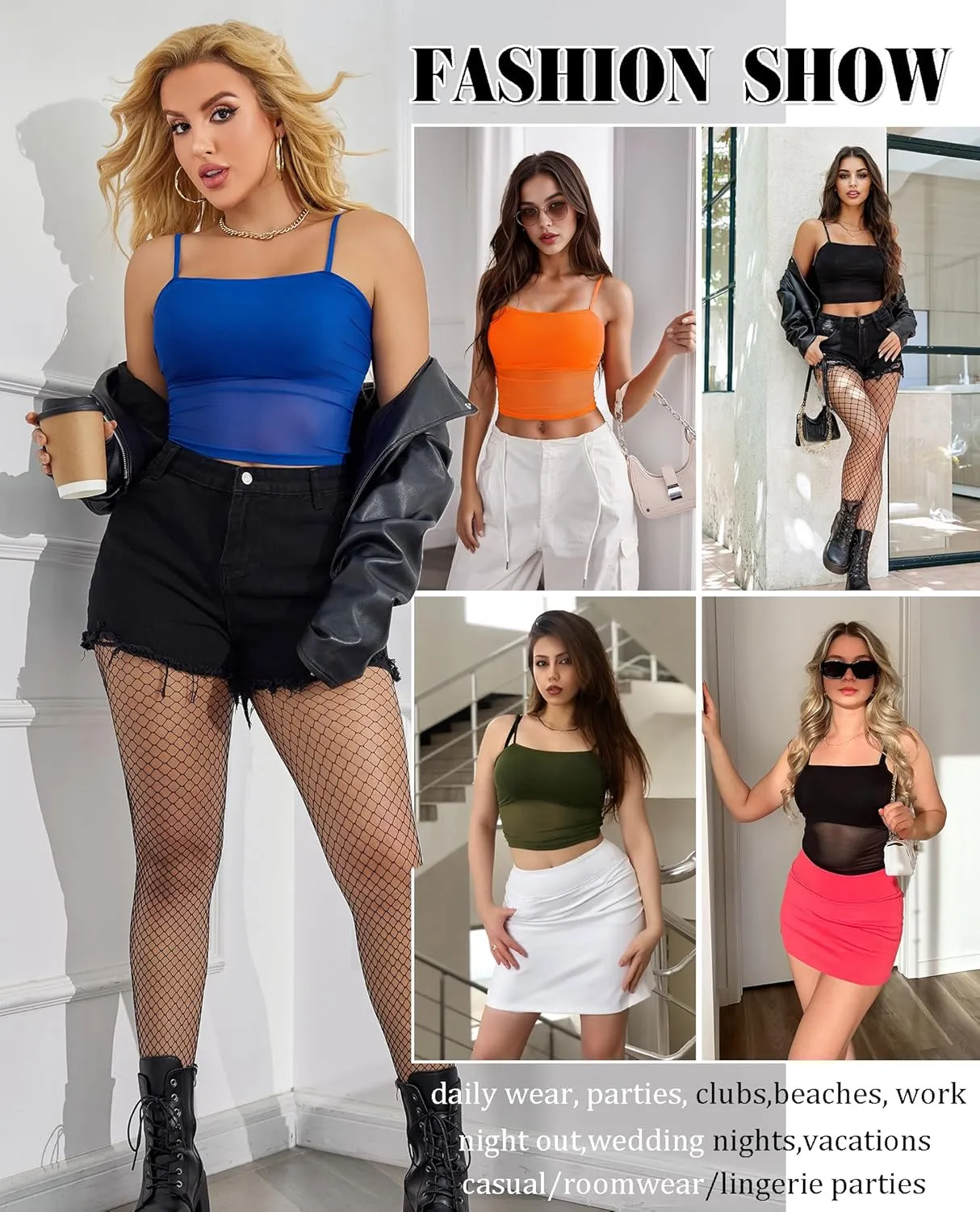 Avidlove Bralettes for Women Spaghetti Strap Mesh Tank Top Tube Slim Y2K Camisole
