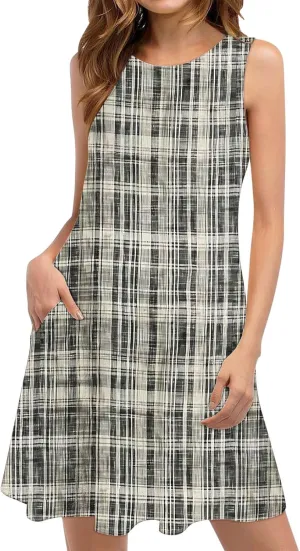 Beach Sundress for Women Summer Casual Sleeveless Tank Dress Floral Print Swing A-Line Dress Vaccation Outfits