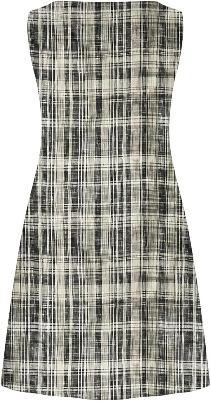 Beach Sundress for Women Summer Casual Sleeveless Tank Dress Floral Print Swing A-Line Dress Vaccation Outfits