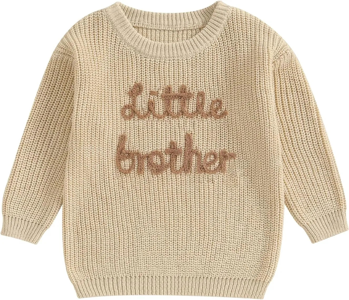 Big Brother Little Brother Matching Sweaters Baby Boy Letter Embroidery Crew Neck Long Sleeve Knitted Pullovers