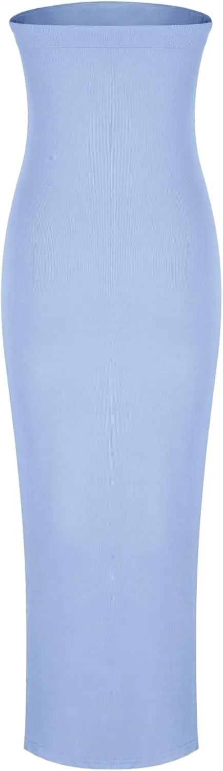 Bodycon Dresses for Women Sexy Strapless Tube Top Dress Side Split HOCO Maxi Dresses 2024 Summer Wedding Guest Dress