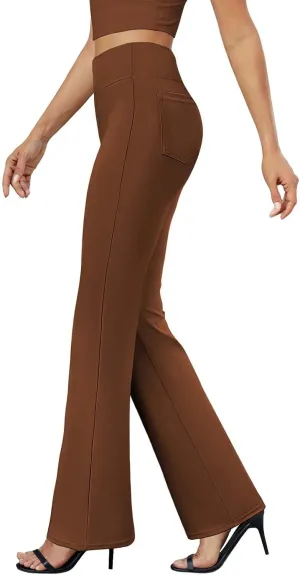 Bootcut Dress Pants for Women,High Waisted Straight Business Pant,Casual Work Trouser,Pull On Office Slacks with Pockets 2025