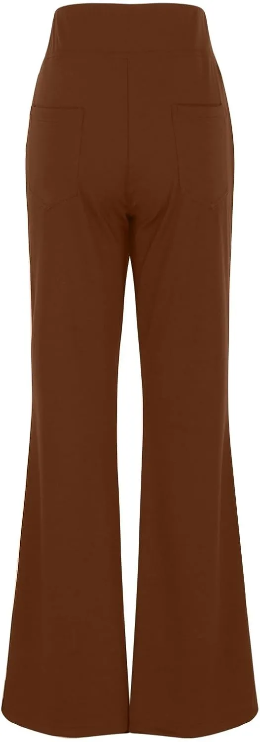 Bootcut Dress Pants for Women,High Waisted Straight Business Pant,Casual Work Trouser,Pull On Office Slacks with Pockets 2025