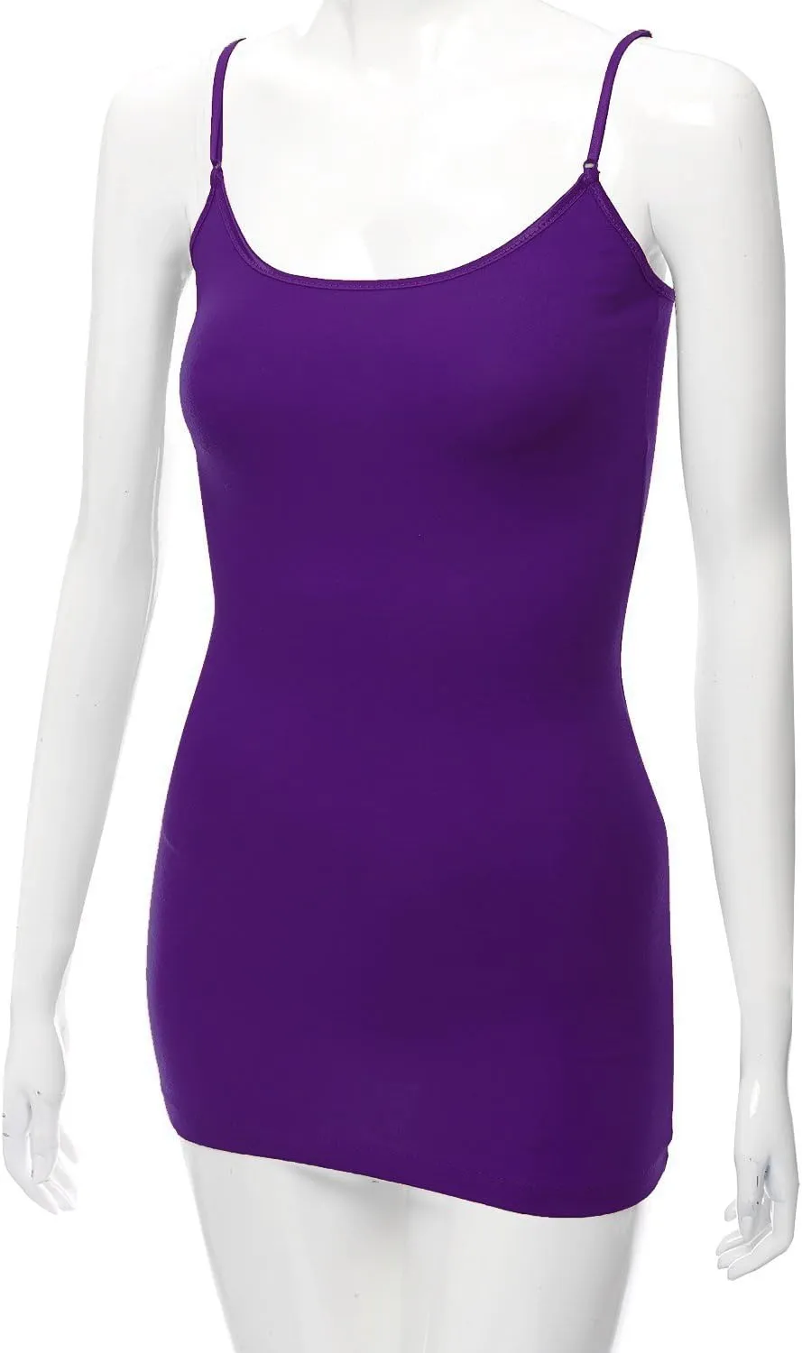 Bozzolo Women's Ladies Adjustable Spaghetti Strap Basic Long Cami Tunic Tank Top