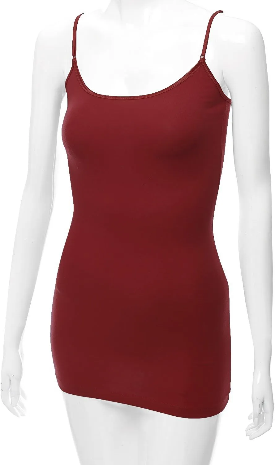 Bozzolo Women's Ladies Adjustable Spaghetti Strap Basic Long Cami Tunic Tank Top