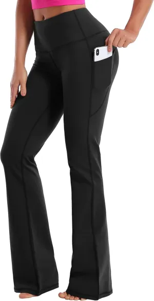 BUBBLELIME 29"/31"/33"/35"/37" Women Bootleg/Wide Legs High Waist Yoga Pants Tummy Control Bootcut Workout Flared Out Pockets