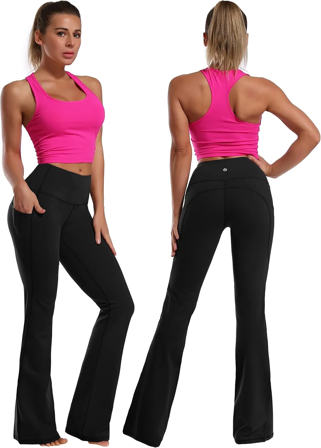 BUBBLELIME 29"/31"/33"/35"/37" Women Bootleg/Wide Legs High Waist Yoga Pants Tummy Control Bootcut Workout Flared Out Pockets