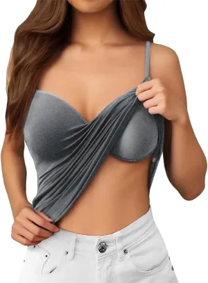 Built in Bra Camisole Tops for Women Workout Layer Padded Yoga Shirts Summer Casual Plus Size Shelf Bras Undershirts