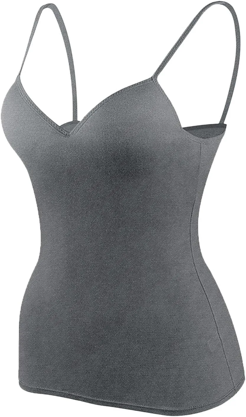 Built in Bra Camisole Tops for Women Workout Layer Padded Yoga Shirts Summer Casual Plus Size Shelf Bras Undershirts