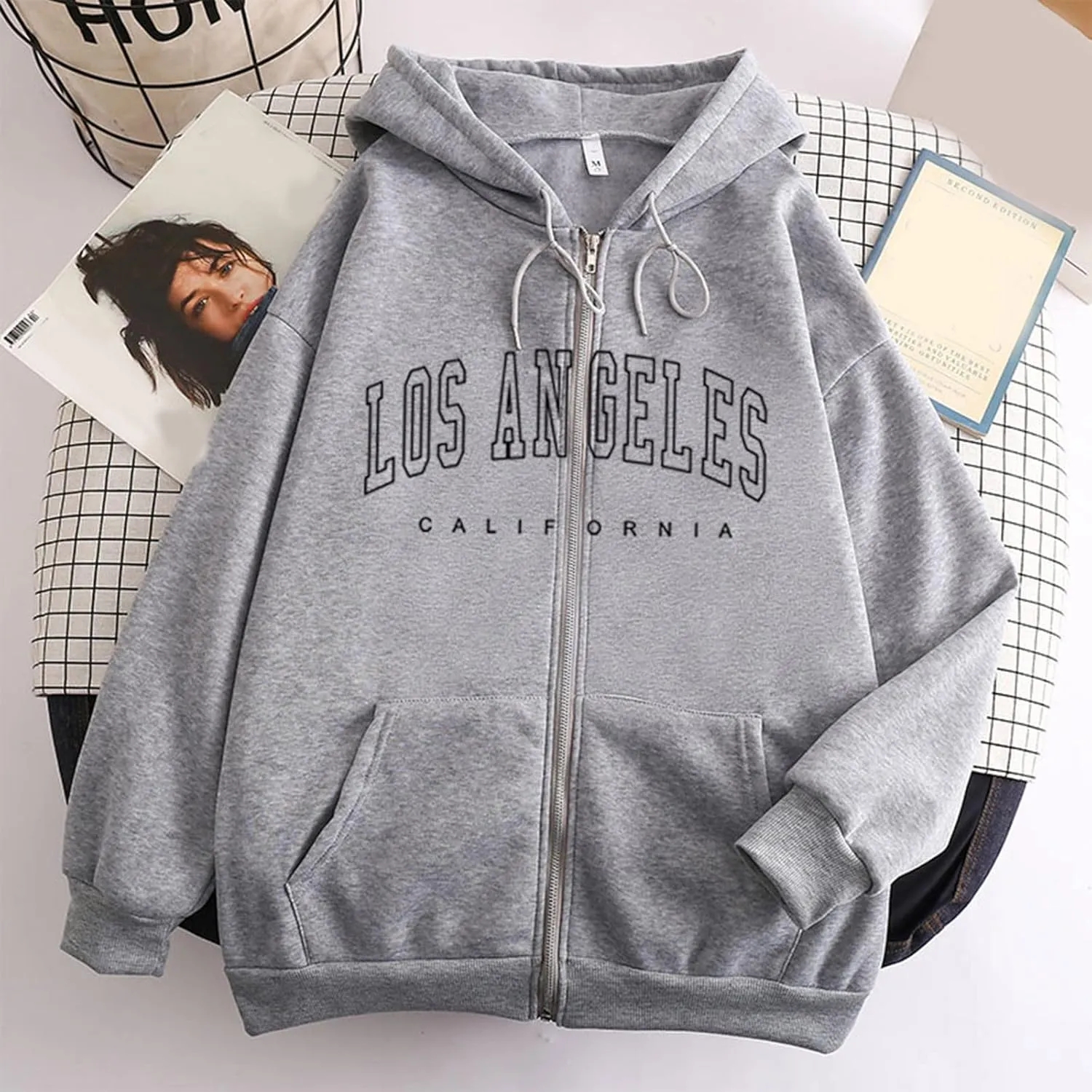 California Hoodies For Girls Letter Print Graphic Sweatshirt Hooded Long Sleeve Casual Loose Pullover Tops For 4-14 Years