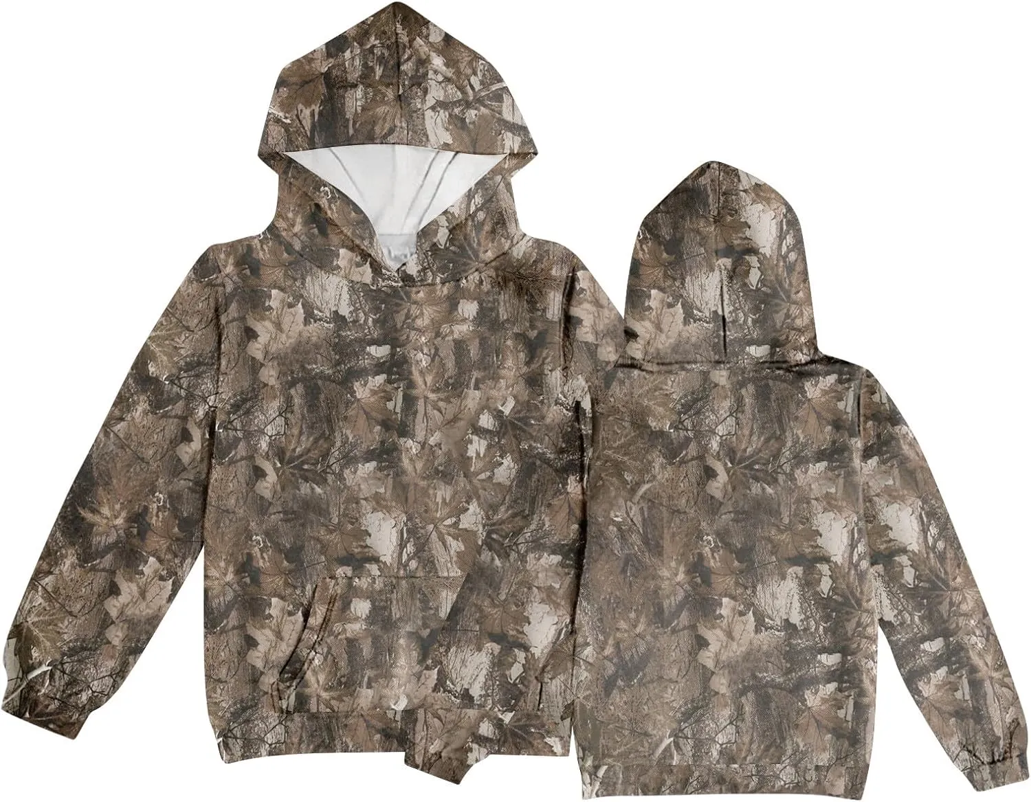Camo Hoodies for Kids Boys Girls Cute Sweatshirt Maple Leaf Print Oversized Fleece Sweatshirts Classic Pullover with Pocket