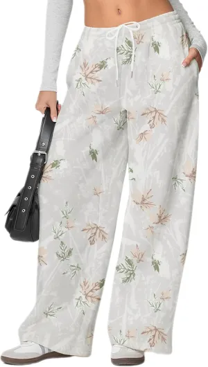 Camo Sweatpant for Women Camouflage Sweatpants Y2K Wide Leg Elastic Waist Drawstring Pants Baggy Palazzo Joggers