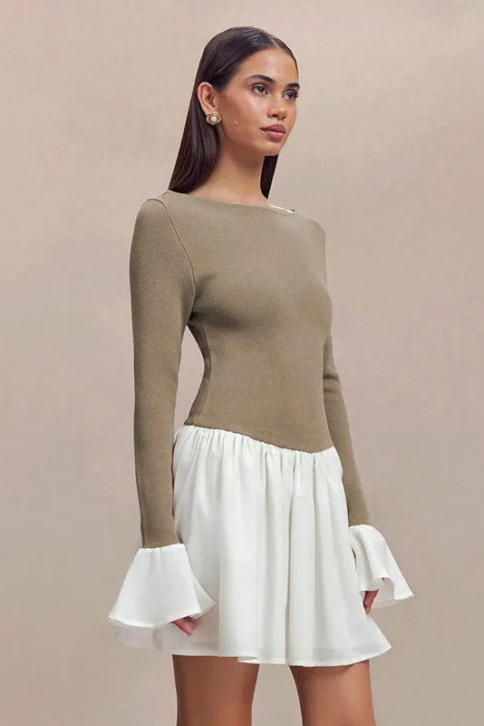 Candice Balloon Sleeves Knit Mini Dress