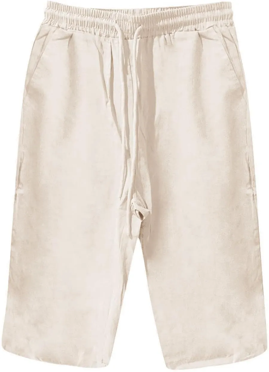 Capris Pants for Women Pants Ladies Loose Drawstring Casual Solid Color Shorts Beach Clothes Linen Pants Women