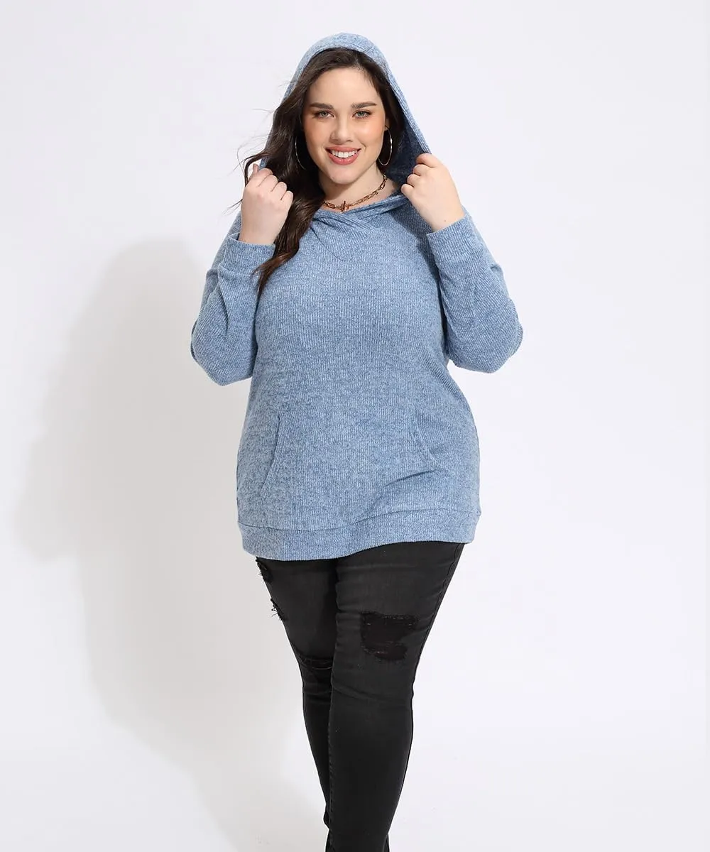 CARCOS Plus Size Hooide Women Long Sleeve Fall Pocket Hooded Sweatershirt XL-5XL