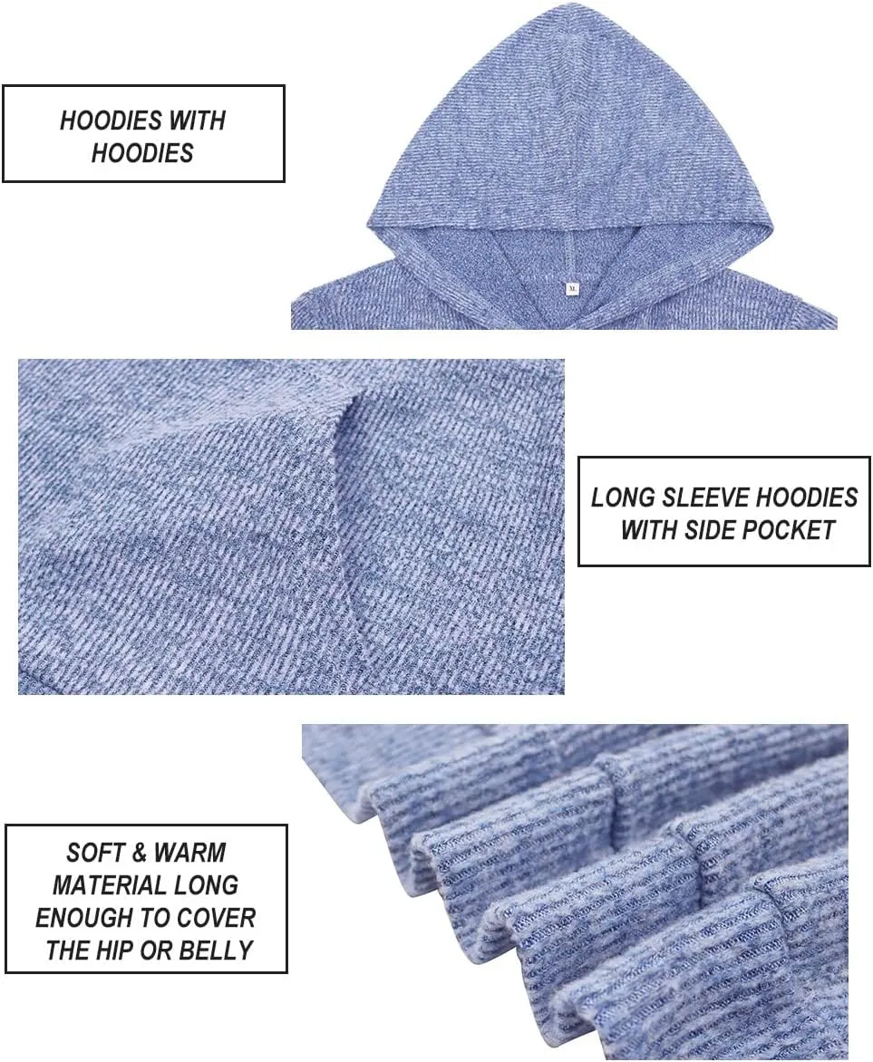 CARCOS Plus Size Hooide Women Long Sleeve Fall Pocket Hooded Sweatershirt XL-5XL