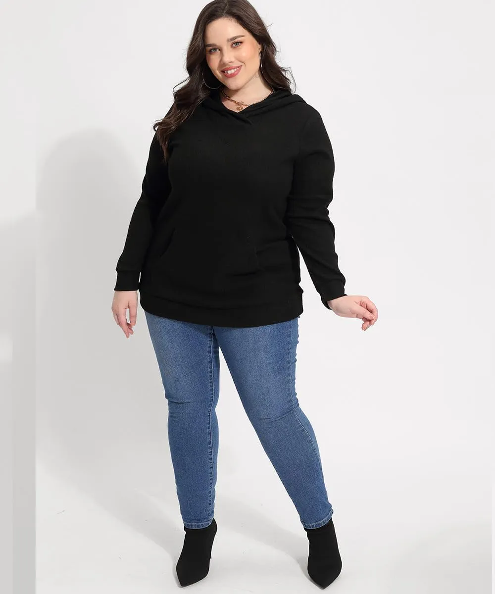CARCOS Plus Size Hooide Women Long Sleeve Fall Pocket Hooded Sweatershirt XL-5XL