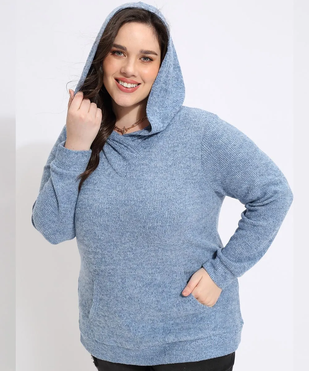 CARCOS Plus Size Hooide Women Long Sleeve Fall Pocket Hooded Sweatershirt XL-5XL