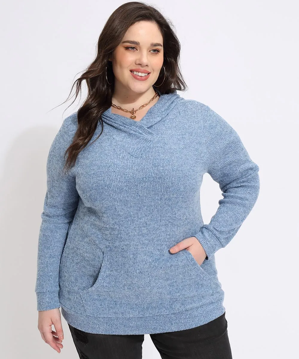 CARCOS Plus Size Hooide Women Long Sleeve Fall Pocket Hooded Sweatershirt XL-5XL