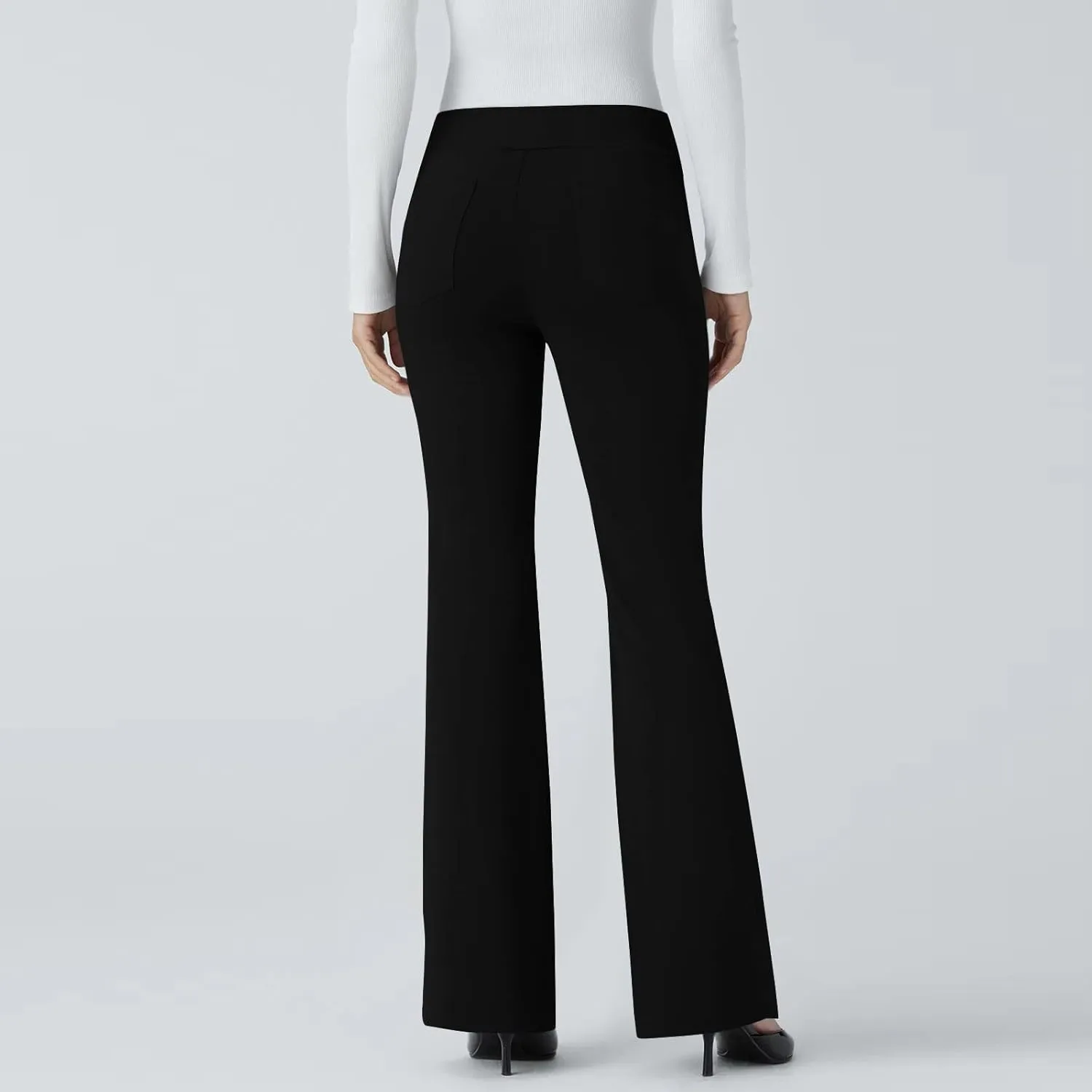 Casual Work Pants Women,High Waisted Flare Leggings with Pockets Office Slacks,High Waist Stretchy Trousers,Womens Bootcut