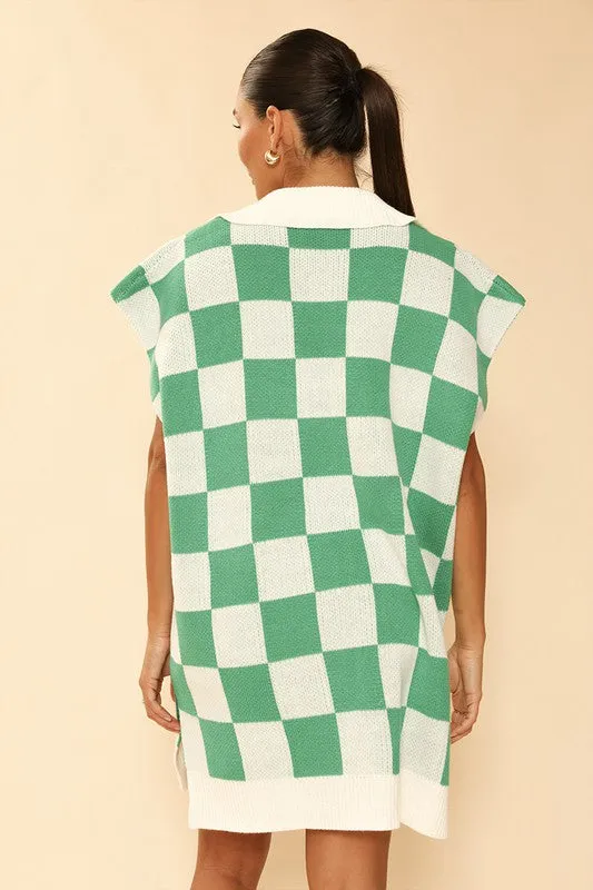 Check Knit Poncho