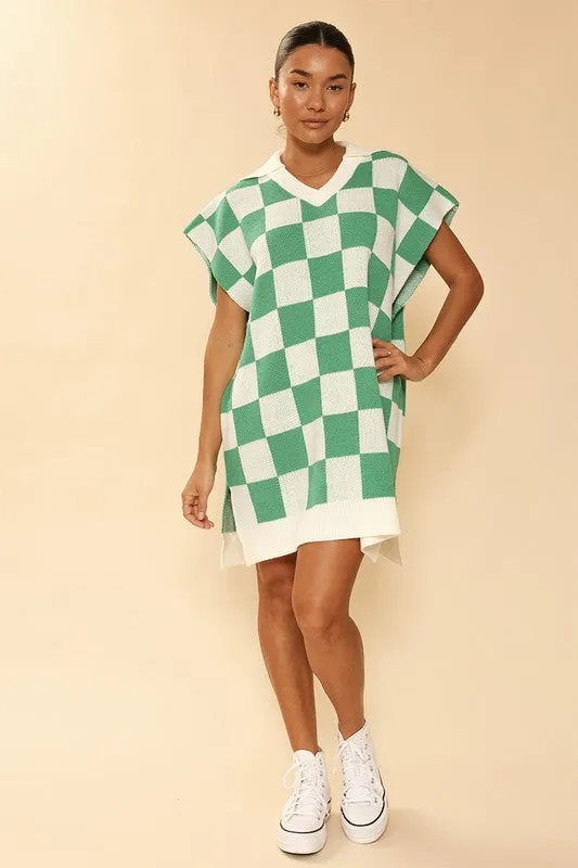Check Knit Poncho