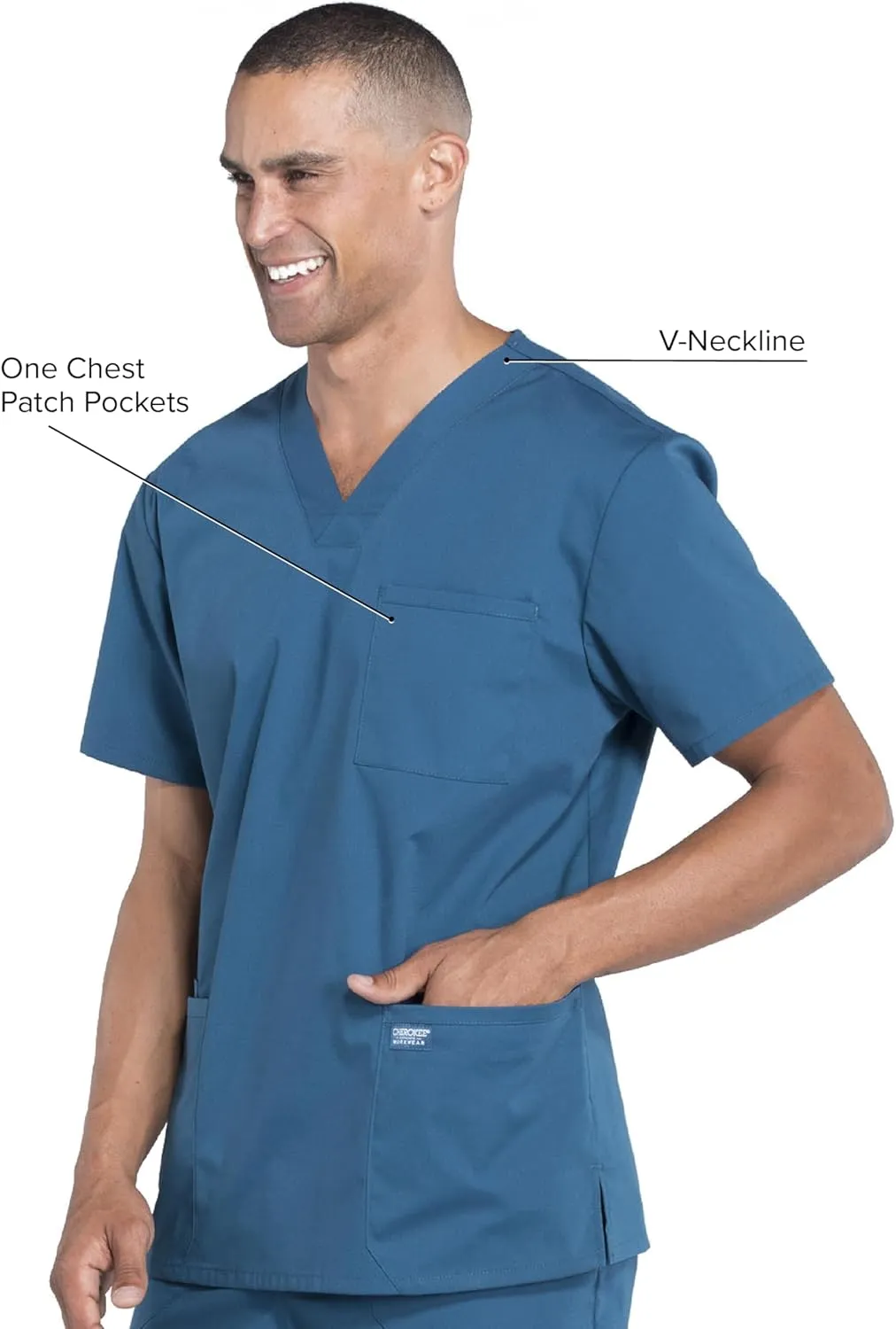 Cherokee Scrubs for Men Workwear Professionals V-Neck 4 Pocket Scrub Top WW695