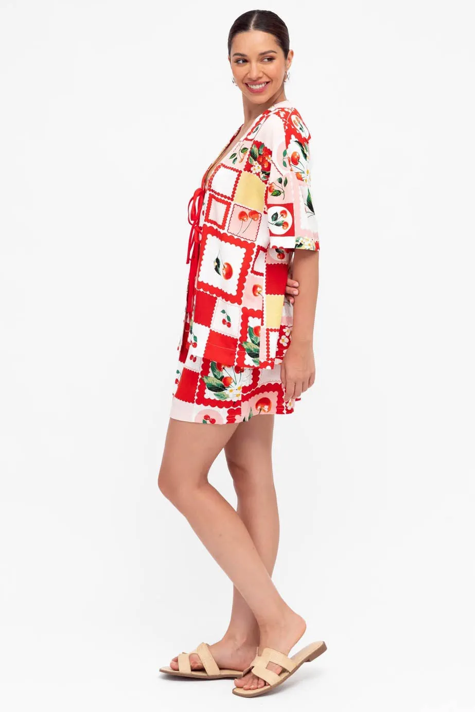 Cherry Pop Linen Blend Skirt