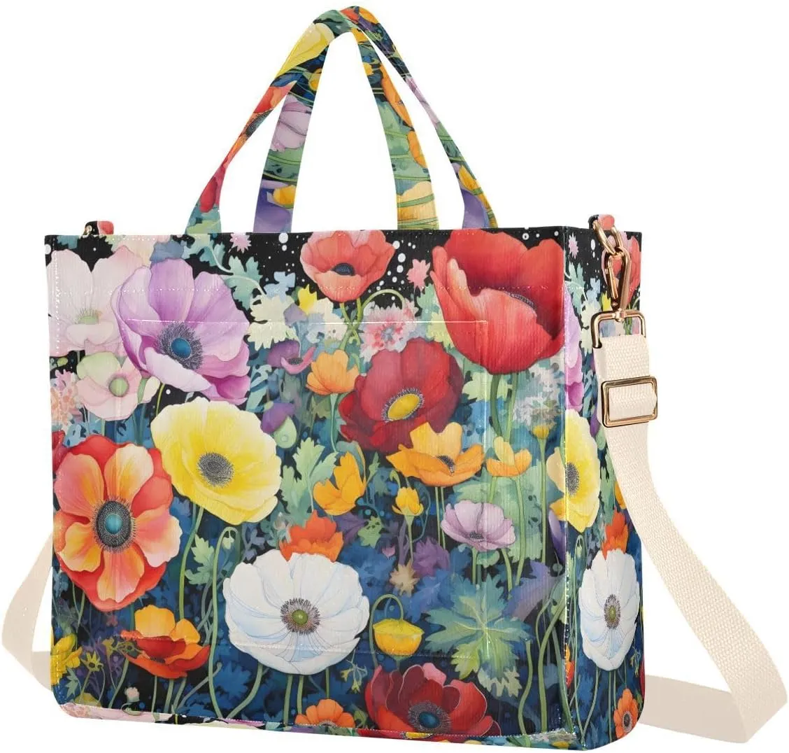 Colorful Flower Women's Tote Handbags Top Handle Satchel Shoulder Bag Crossbody Bag