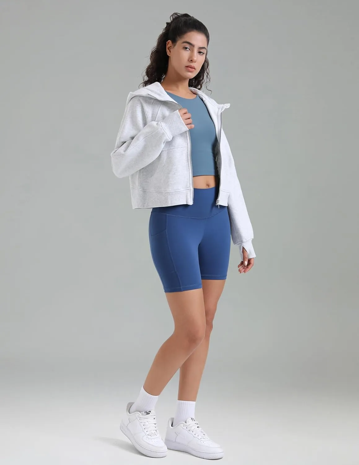 Colorfulkoala Women's Fleece Lined Oversized Hoodies Full-Zip Casual Workout Sweatshirts with Thumb Holes