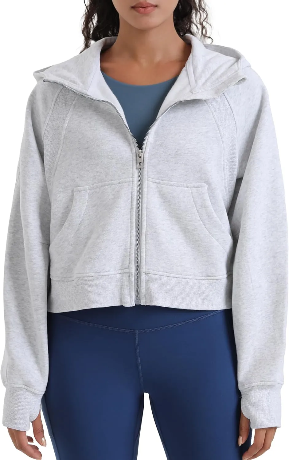 Colorfulkoala Women's Fleece Lined Oversized Hoodies Full-Zip Casual Workout Sweatshirts with Thumb Holes