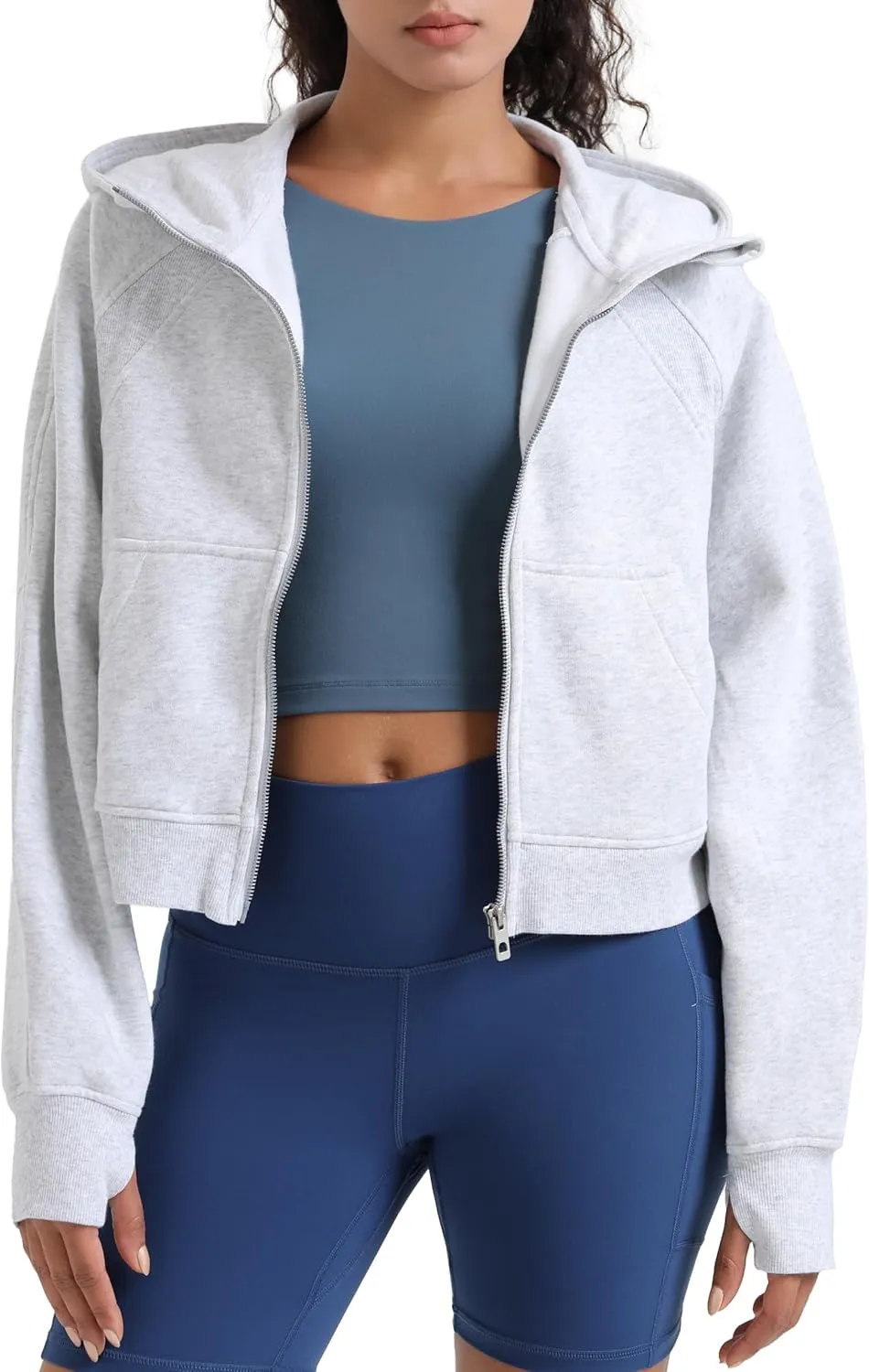 Colorfulkoala Women's Fleece Lined Oversized Hoodies Full-Zip Casual Workout Sweatshirts with Thumb Holes
