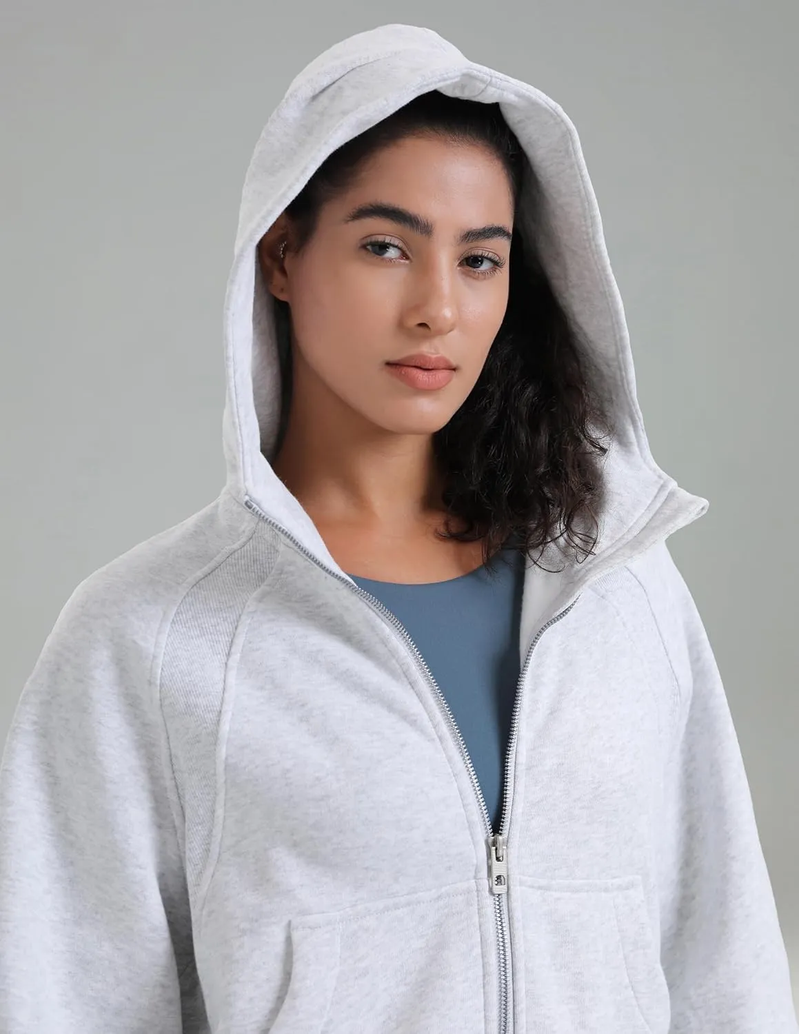 Colorfulkoala Women's Fleece Lined Oversized Hoodies Full-Zip Casual Workout Sweatshirts with Thumb Holes