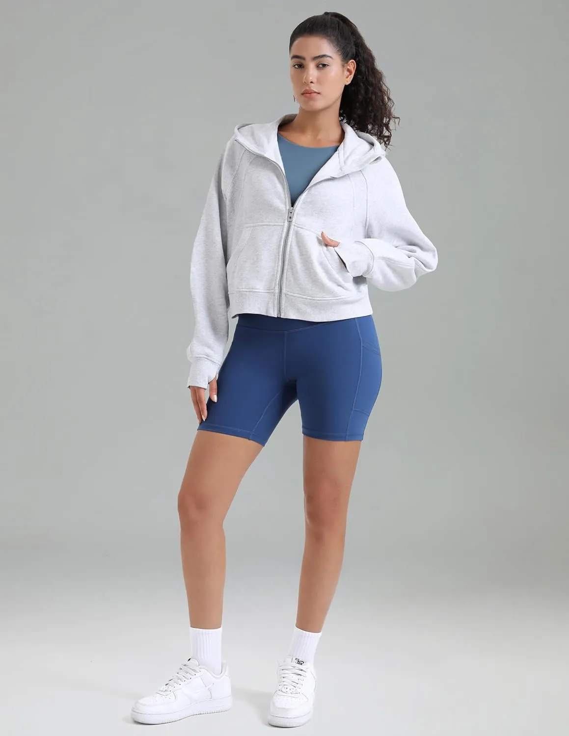 Colorfulkoala Women's Fleece Lined Oversized Hoodies Full-Zip Casual Workout Sweatshirts with Thumb Holes