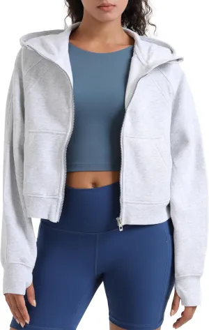 Colorfulkoala Women's Fleece Lined Oversized Hoodies Full-Zip Casual Workout Sweatshirts with Thumb Holes