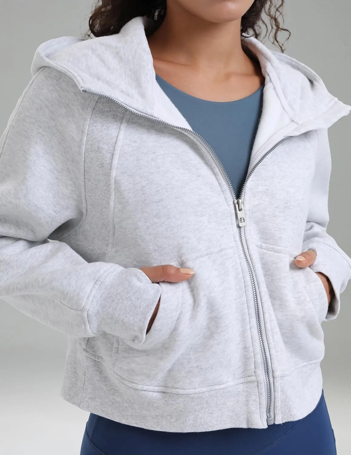 Colorfulkoala Women's Fleece Lined Oversized Hoodies Full-Zip Casual Workout Sweatshirts with Thumb Holes