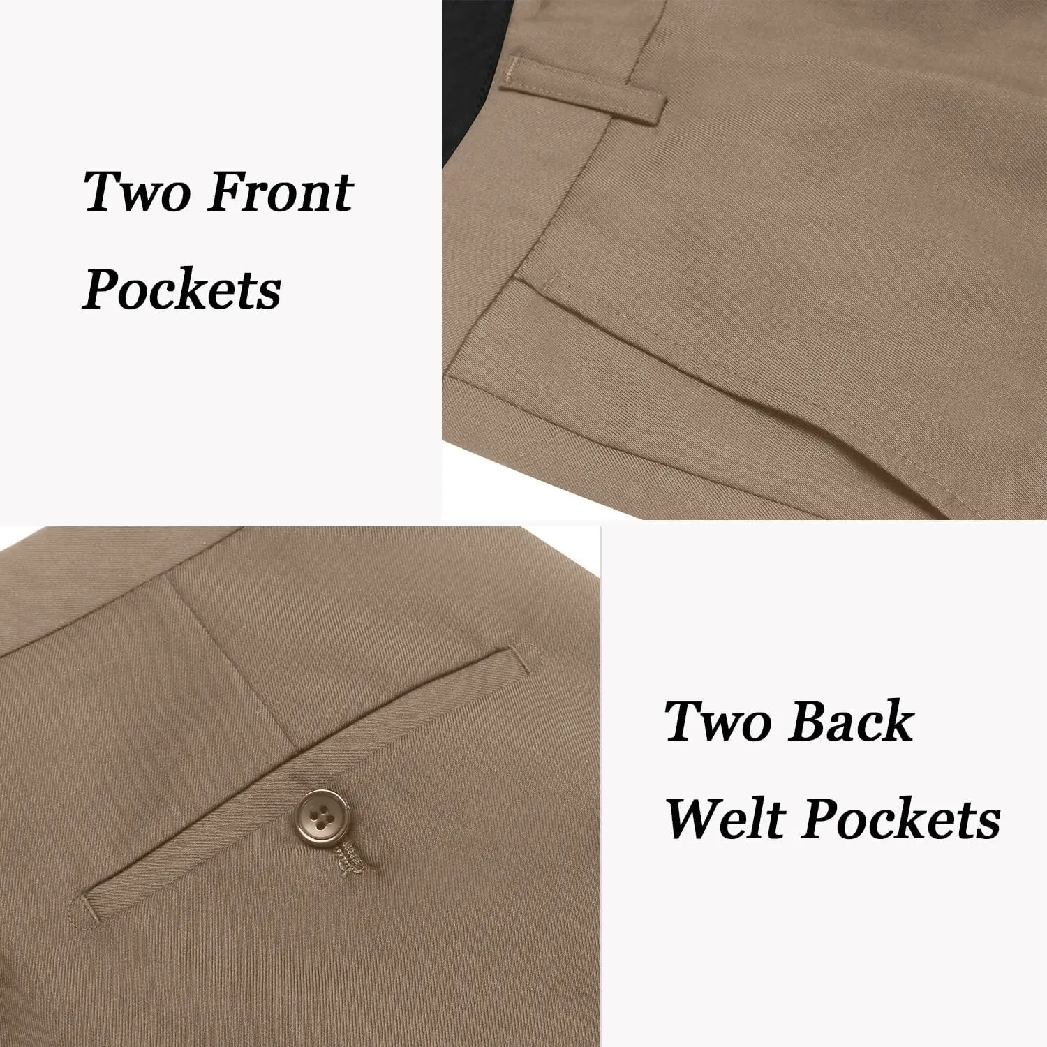 COOFANDY Men's Classic Fit Flat Front Dress Pants No Iron Premium Casual Pants Expandable Waist Suit Pants