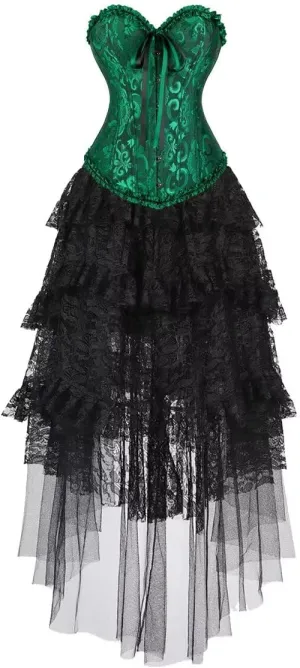 Corset Dress Top Bustier for Women Lace up Brocade Classic Floral Plus Size