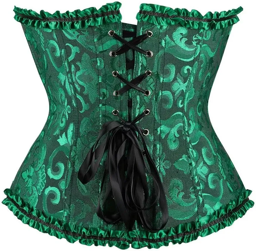 Corset Dress Top Bustier for Women Lace up Brocade Classic Floral Plus Size